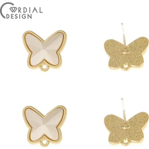 Cordial Design 50Pcs 13*14MM Earrings Stud/Jewelry Accessories/DIY/Hand Made/Butterfly Shape/Earrings Findings/Resin Effect