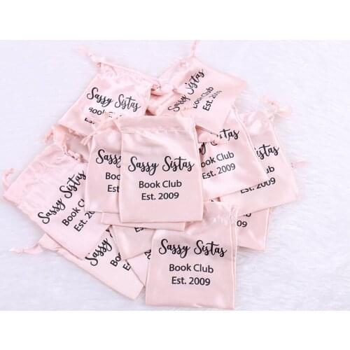 New Personalized Wedding Satin Bag for Jewelry Packaging Print Name Drawstring Pouch Wedding Bridesmaid Gifts Silk Bags