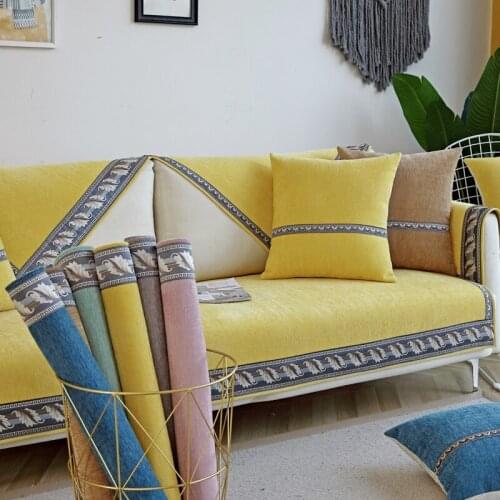 Chenille Sofa cushion solid new four seasons universal fabric living room non-slip cushion full bag back towel Nordic sofa cover