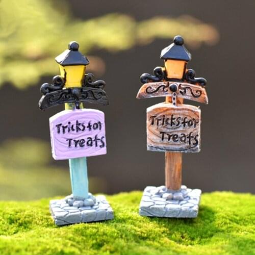 Street Light Signpost Fairy Garden Miniatures Decorations for Terrarium Moss Bonsai Figurine Gnome Home Jardin DIY Resin Craft