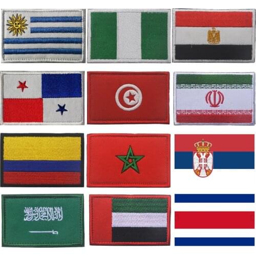 Panama Iran Columbia Arab Costa Rica Egypt Serbia Tunisia National Flag Patch Uruguay Nigeria Embroidered Country Patches