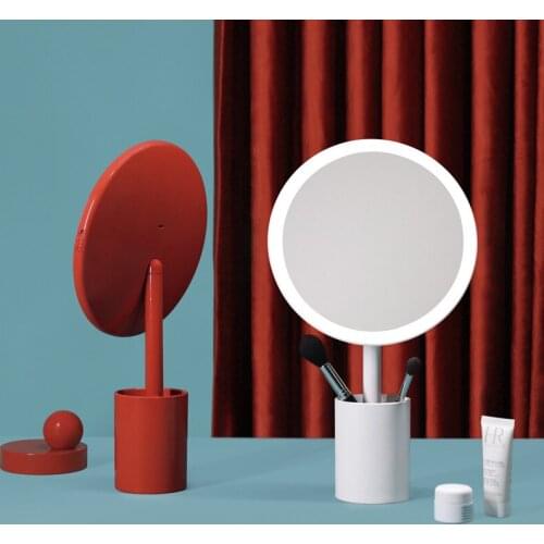 Intelligent Fill Light Led Make Up Mirror with Brush Holder High Quality Daylight Profession Vanity Espejos Con Luz Maquillaje