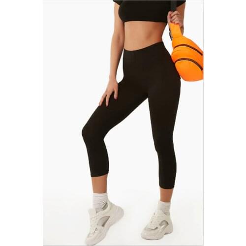 2019 New 3/4 Women High Waist Yoga Pants Fitness Leggings Capri Running Mesh Sports Pants