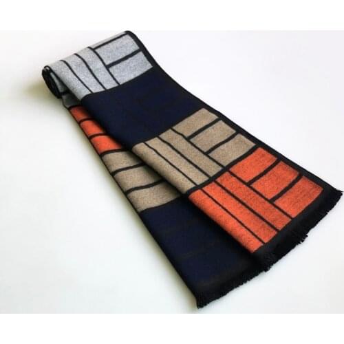 Winter Warm Scarf For Men Cashmere Luxury Wool Pashminas Geometric Designer Scarves Cotton Wrap Shawls Foulard Homme 180x30cm