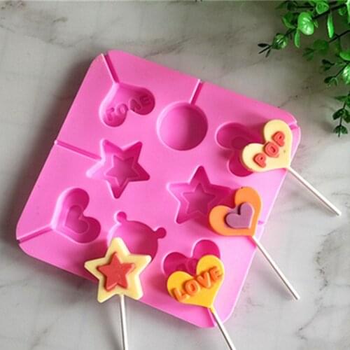 Stars and Moon Love Lollipop Silicone Mold DIY Candy Chocolate Mold Baking Pan Kitchen Accessories