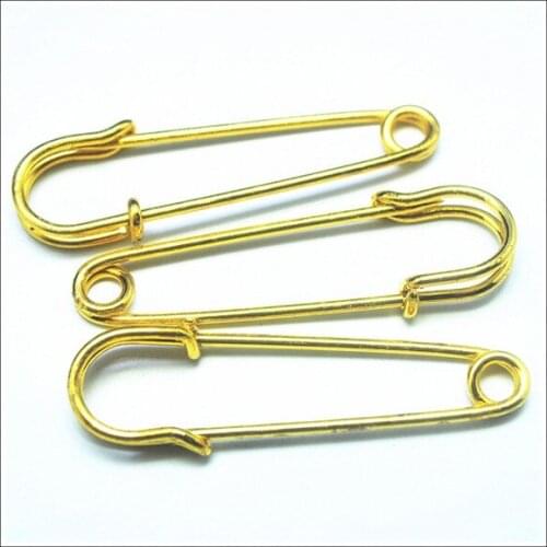 10pcs wholesale price golden metal safety pins for jewelry making size 63mm 75mm 90mm good quality
