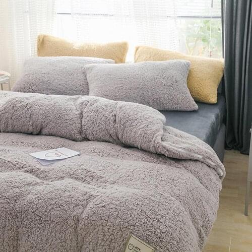 15 Home Textiles Quilt Cover Winter bedding set soft warm lamb cashmere duvet cover solid fleece bed cover