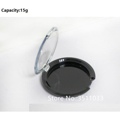 15G 30pcs 50pcs Black Round Empty Eyeshadow Compact Case Clear Cap Dry Powder Blusher Plastic Classical Cosmetic Container Box