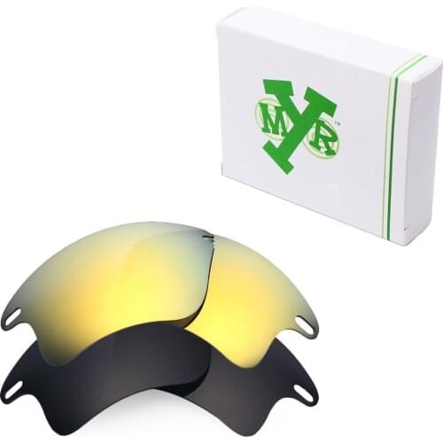 2 Pairs Mryok POLARIZED Replacement Lenses for Oakley Fast Jacket XL Sunglasses Stealth Black & 24K Gold