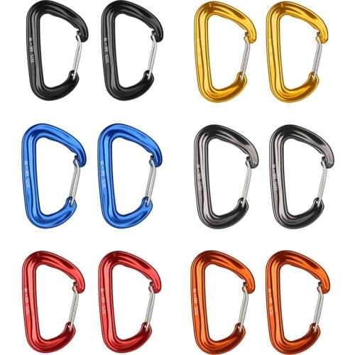 2 Pcs D Shape Carabiner Clip Key Holder Chain Cable Camping Hiking Hook