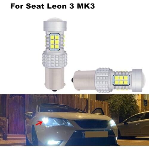 2pcs/lot 1156 3030 P21W Ba15s 30SMD Canbus White LED DRL For Seat Leon 3 MK3 5F (2013+)