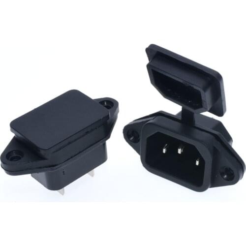 3 Pins IEC320 C14 Inlet Power Plug Socket AC 250V 10a With Rubber waterproof cover