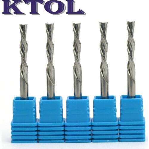 4*22mm 2 Flute Down Cut Router Bits Left Helical Spiral CNC Tools Set Solid Tungsten Carbide Milling Cutter for Woodworking MDF