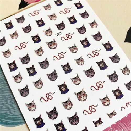 593-594 Cute puppy kitten Dog cat 3D Back glue Nail decal Nail sticker Nail decoration Nail art Nail tool Nail ornament
