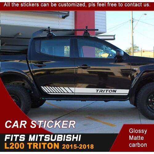 Car decals 2 Pcs body side waist car styling racing stripe graphic vinyl fit for mitsubishi l200 triton 2012 -2019
