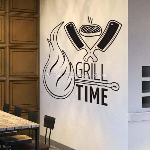 Barbeque Restaurant Sticker Decor Grill Menu Vinyl Wall Decal Kitchen Dining Room Sticker Bar Drink Art