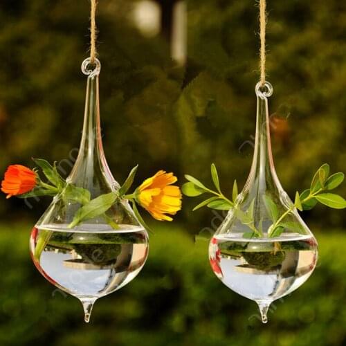 Free Shipping 2pcs/pack 7.5*15cm Conical Shaped Glass Terrarium Vase Diameter=7.5cm Height=17cm Hanging Glass Home Decorative