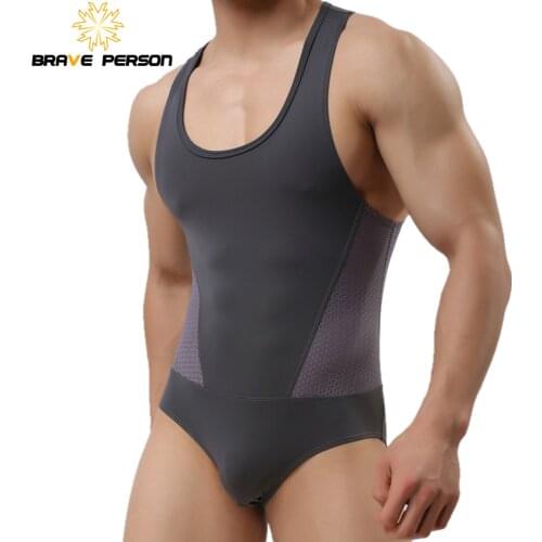 Brave Person Bodysuits Men High Elasticity One-piece Shapers Mens Leotard Slim Corrective Body Building Men Singlet Underwear