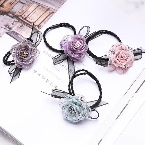 Elastic Hair Ring Flower Hair Rubber bands Rope Cloth Headbands Ties Hair Accessories for Women & Girls