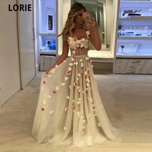Elegant Prom Dress Long Spaghetti Straps Sweetheart Flowers Handmade Tulle Formal Evening Gowns Girl Party Dress Graduations