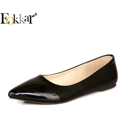 Eokkar 2019 Women Pumps Pu Leather Low Heel Pointed Toe All Match Black Square Heel Summer/Spring Shoes Women Shoes Size 34-43