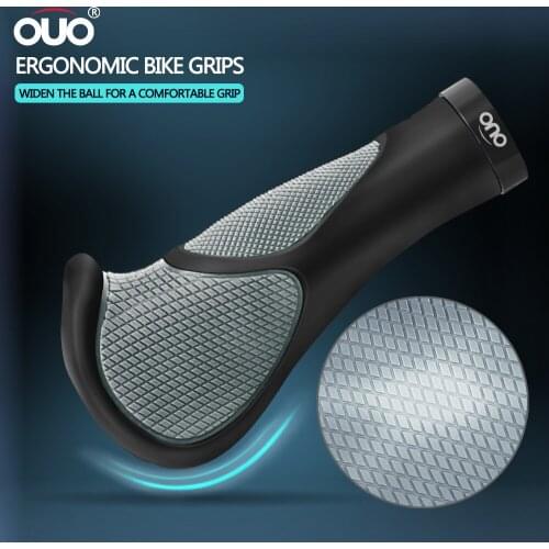 OUO Bicycle Grips Ergonomic Bike Handlebar Anti-slip Rubber MTB Cuffs Bicycle Accessories Mountain Bike Parts