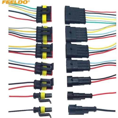 FEELDO Auto Car Waterproof 1/2/3/4/5/6 Pin Way Electrical Connector Plug Wire Harness Motorcycle AWG HID Socket Adapter #6123