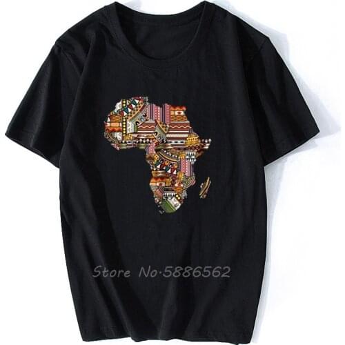African Pride Traditional Ethnic Pattern Africa Map T-shirt Spring High-Elastic Cotton Funny Men T Shirt Hip Hop Tees Tops