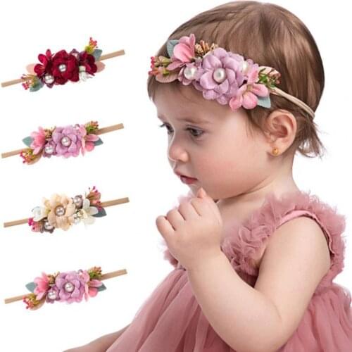 Hair Band Flower Design Hair Accessories Nylon Baby Flower Shape Hair Band for Girls