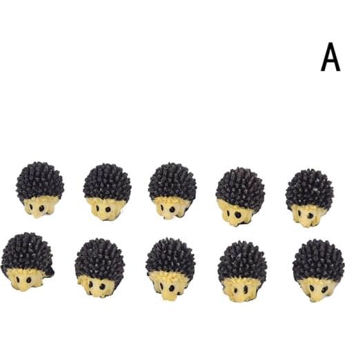 10pcs Mini Hedgehog Miniature Figures Decorative Mini Fairy Garden Animals Moss Micro-landscape Ornaments Resin Baby Toy