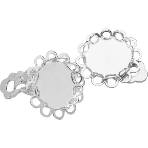 Fashion 10pc/lot Copper Silver Color Metal Earring Cabochon Base Inner 12mm Ear Jewelry Handmade DIY Accessories Findings