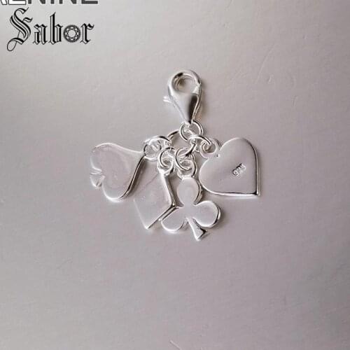 Fashion Silver Color Lucky Poker Diy Charms Fit Bracelets & Necklace Making Jewelry For Women Breloque drop shipping thomas