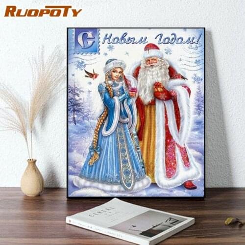 RUOPOTY Modern DIY Painting By Numbers Christmas and girl Acrylic Paints 40*50 Oil Painting Figure Handiwork Home decor