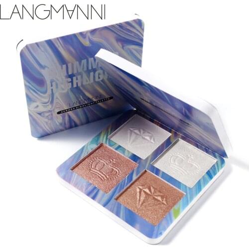 New 4 Colors Highlighter Facial Bronzers Palette Makeup Glow Face Contour Shimmer Powder Illuminator Highlight Cosmetics TSLM1