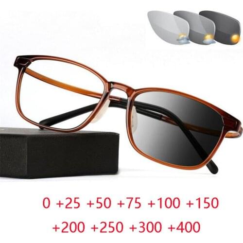 Outdoor Shade Anti-UV Screwless Chameleon Reading Glasses Unisex R90 Transitions Farsighted Eyeglasses 0 +0.25 +0.5 To +4.0