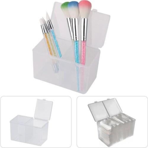 Compartments Clear Nail Art Gel Polish Remover Cleaning Cotton Pad Swab Container Organizer Holder Storage Box For Nail Art