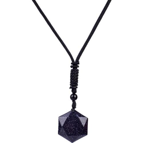 Fashion Blue Sand Hexagram Necklaces for Women Nature Energy Stone Pendant Tiger Eye Star of David Necklace Lucky Men Jewelry
