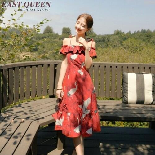 Kimono dress flounce dress keen length A-line midi slip dress vintage floral print summer beach dress 2018 NN0703 HQ