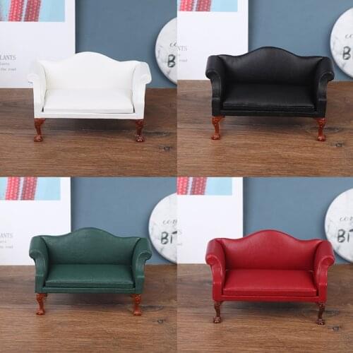 Multi color! 1:12 Dollhouse Miniature Sofa Leather Double Sofa Doll House Living Room Decor