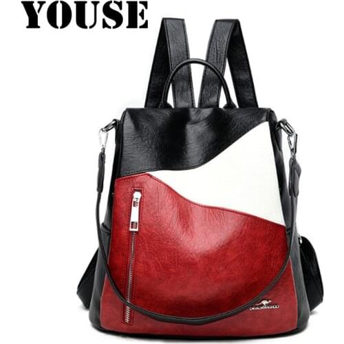 YOUSE Brand New High Quality Splice Backpack Women Shoulder Bags Multifunction Travel Backpack School Bags for Girls Bagpack