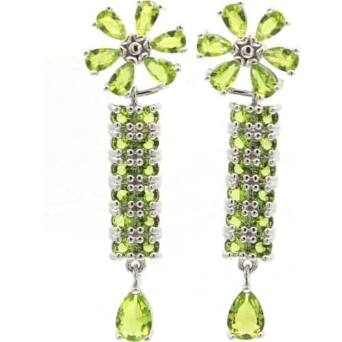 41x27mm SheCrown New Arrival Created Pink Kunzite White Cubic Zircon Silver Earrings Daily Wear