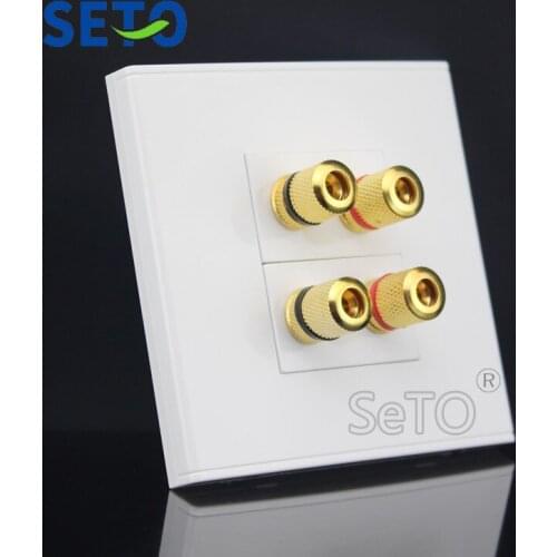 SeTo 86 Type 2 Speaker 4 Binding Post Surround Home Theater Speaker Wall Plate Socket Keystone Faceplate