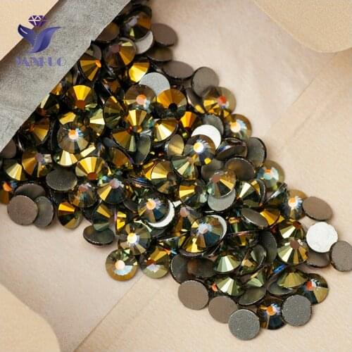 YANRUO 2058NoHF All Sizes Black Diamond AB Crystals Stone Flatback Non Hotfix Rhinestones Strass For Clothes Decoration