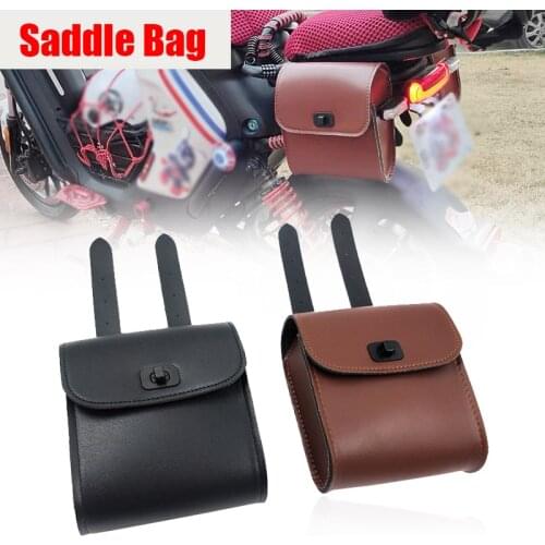 Black/Brown For Motorcycle Electric Bikes PU Leather Luggage Tool Side Bag Saddlebag Tool Bag Multifunction Universal
