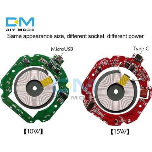 TYPE-C Micro USB 10W/15W Fast Charge Wireless Charge Module Transmitter PCBA Circuit Board 5-12V/5-9V Coil Qi DIY Charging