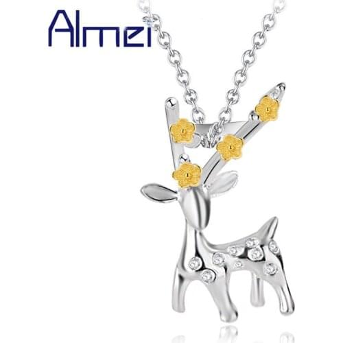 Almei Wapiti Necklace Women Jewellery Christmas Deer Necklace Necklaces & Pendants Reindeer Jewelry Chain Gifts 5% Off HP272