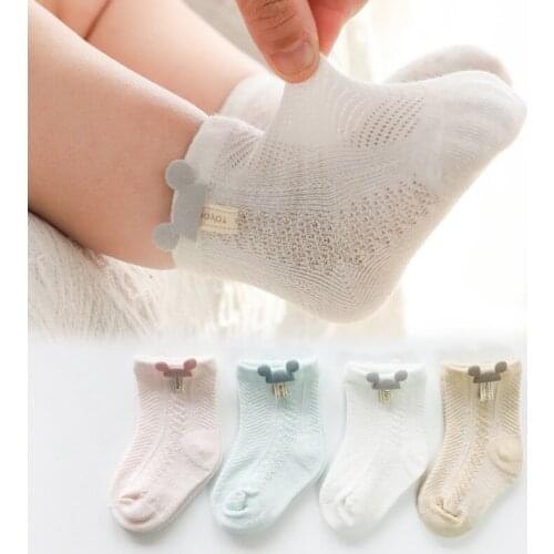 1 Pair Baby Socks Boys Girls Cartoon Decorative Mesh Socks Cotton Kids Socks Soft Newborn Socks Clothes Accessories 0-36 months
