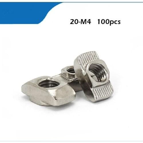 100pcs 20-M4 hammer nut M4 block t slot nuts for 2020 aluminum profile extrusion Slot 6mm