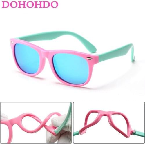 DOHOHDO 2021 New Polarized Children Sunglasses Girls TR90 Glasses Mirror Blue Coating Rubber Boys Sunglasses Kids Oculos De Sol