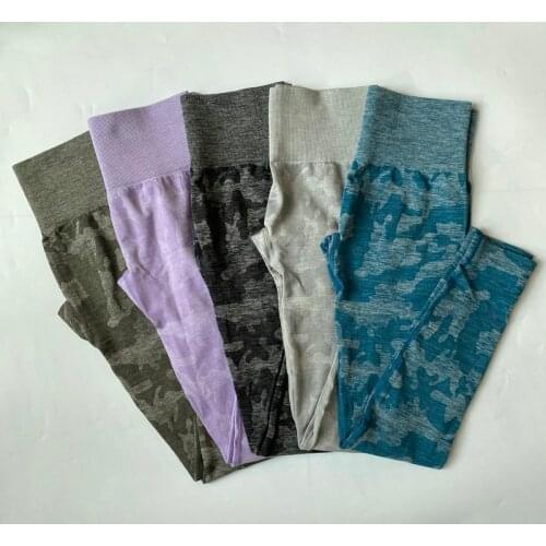 2021 Women High Waist Workout Camo Seamless Leggings Butt Lift Yoga Pants Athletic Exercise Stretchy Push Up Fitness Gym Tights